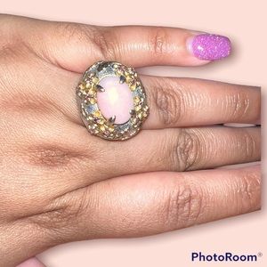 Pink Opal stone/925 Sterling chunky statement ring